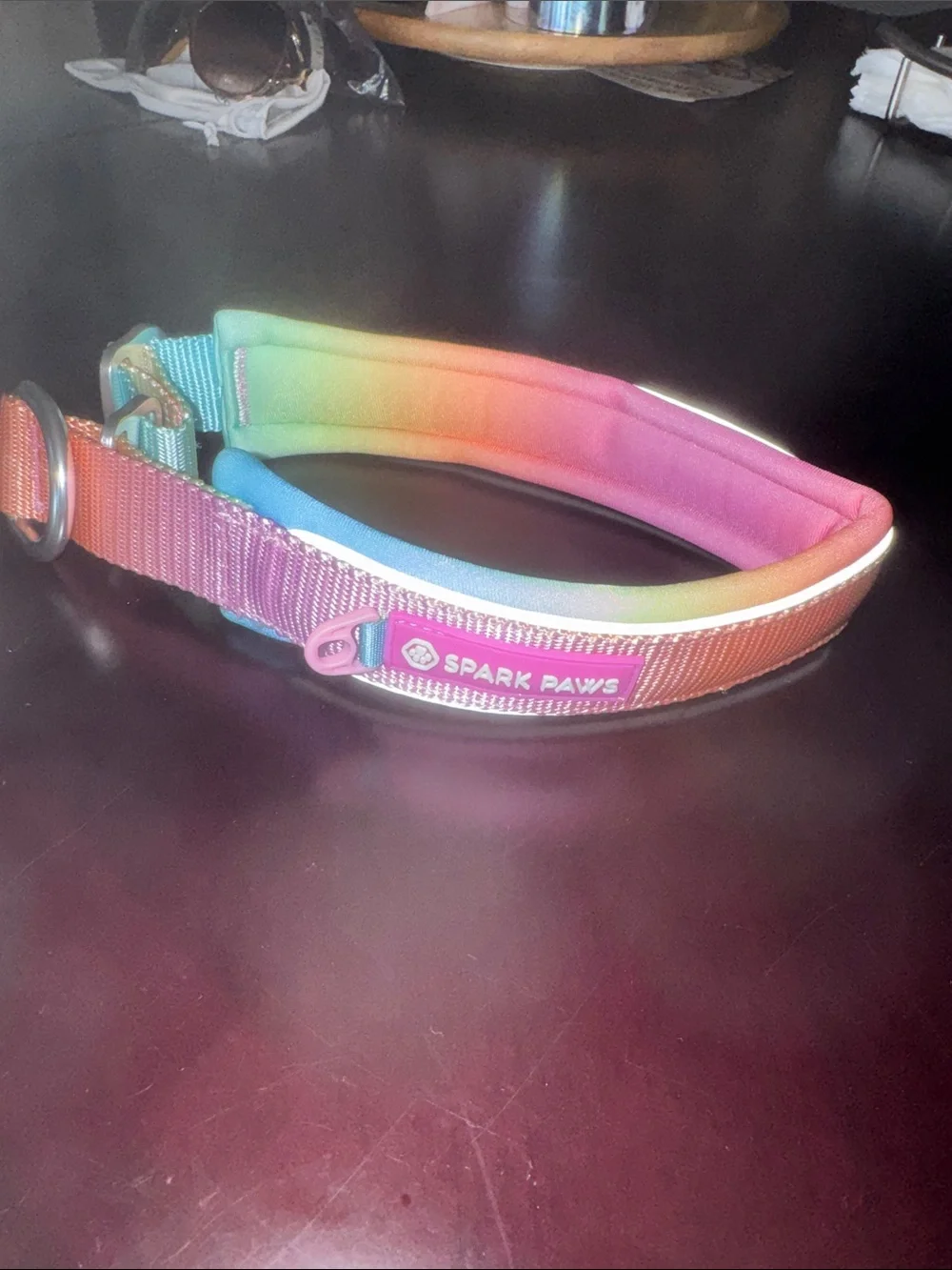 Spark Paws Pink & Blue Gradient Reflective Dog Collar size C